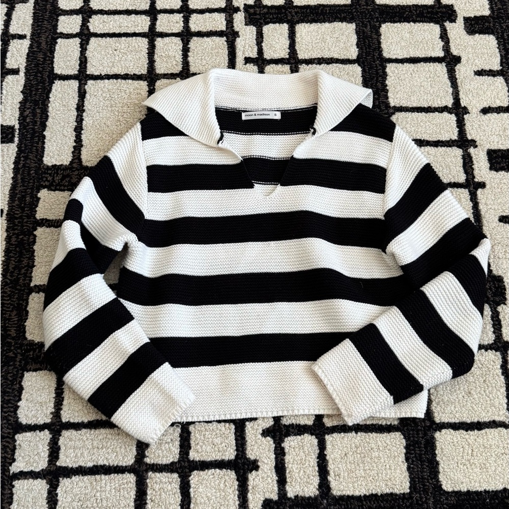 Moon & Madison Striped Fisherman Sweater